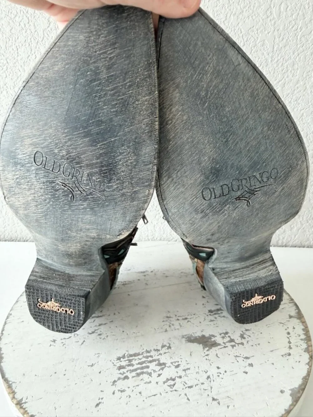 Old Gringo EAGLE FLIGHT Short Cowboy Boots Black Turquoise Womens 11 Snip Toe